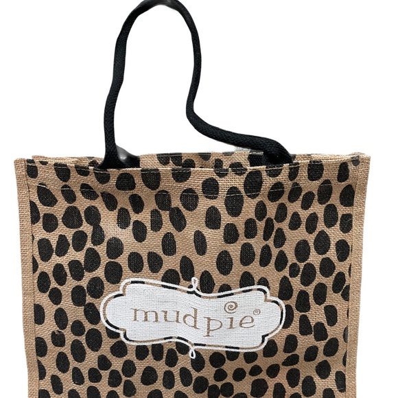❤️ MUDPIE MUD PIE BURLAP ANIMAL PRINT TOTE BAG NWOT - Picture 1 of 4